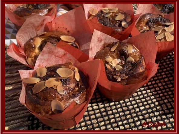Brioche muffin au chocolat et amandes pour un petit goûter ou une collation