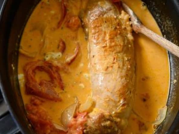 Filet mignon en sauce crémeuse au Boursin et tomates