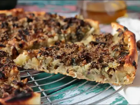 Tarte feuilletée aux courgettes citron confit et parmesan