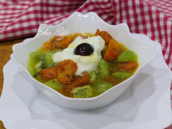 Salade de fruits aux figues de barbarie, kiwi, ricotta à la citronnade