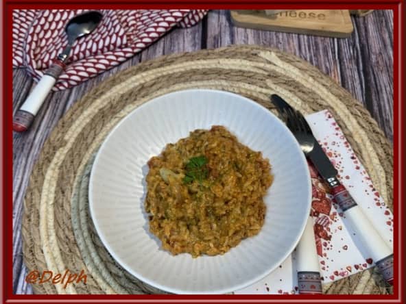 Risotto au pesto rosso, brocoli et chorizo au Cookeo