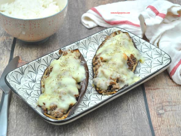 Aubergines farcies au bœuf au four