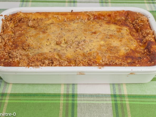 Clafoutis à la rhubarbe avec son streusel aux amandes