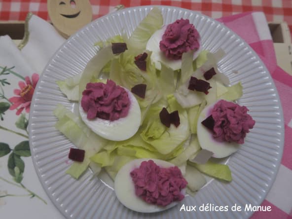 Œufs mimosa à la betterave - Octobre Rose