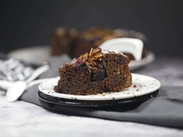Gâteau amandes chocolat et griottes