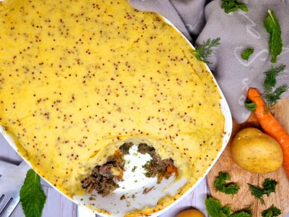 Hachis parmentier aux herbes et à la moutarde