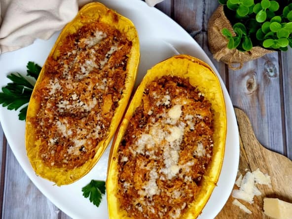Courges spaghettis à la bolognaise