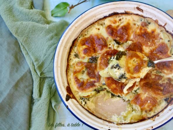 Gratin de chou kale, pommes de terre et scamorza