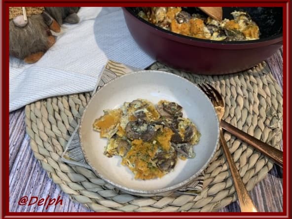 Omelette aux champignons et potimarron