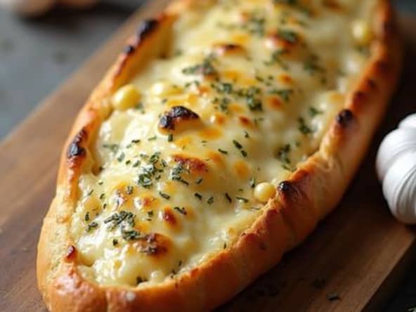 Baguette gratinée farcie au fromage et poulet