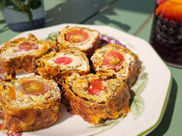 Roulé de courgette au fromage à tartiner ail et fin herbes