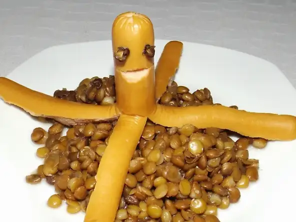 Knacki pieuvre d’Halloween et lentilles