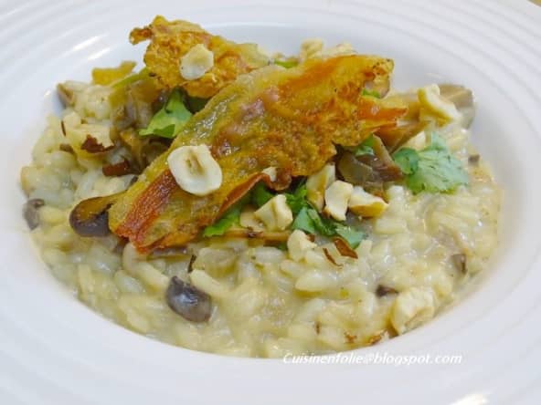 Risotto aux champignons et croustillant de guanciale