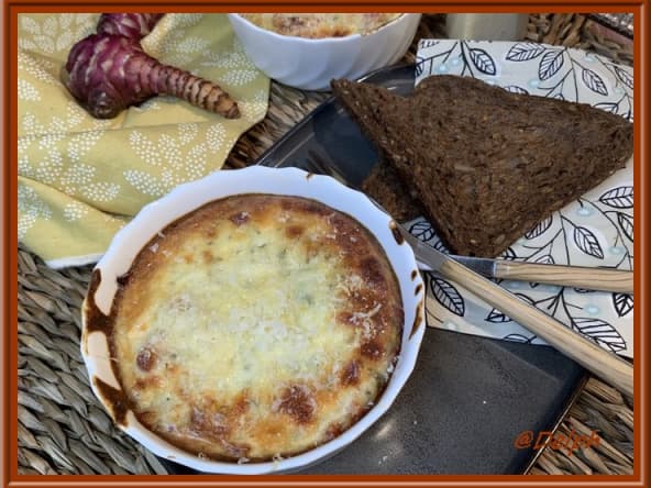 Gratin de topinambours aux lardons et parmesan