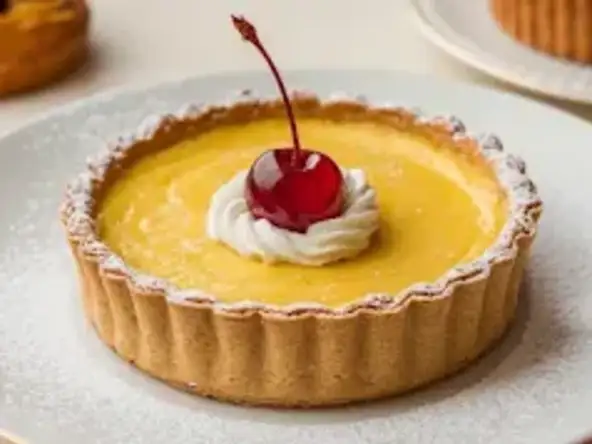 Tartelettes flan parfumées au rhum et garnies de fruits confits