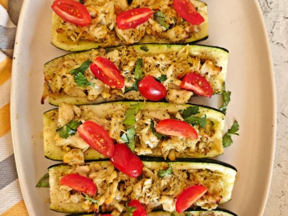 Courgettes farcies au poulet