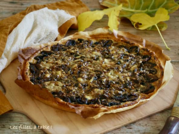Tarte aux champignons, crème de truffe et beaufort