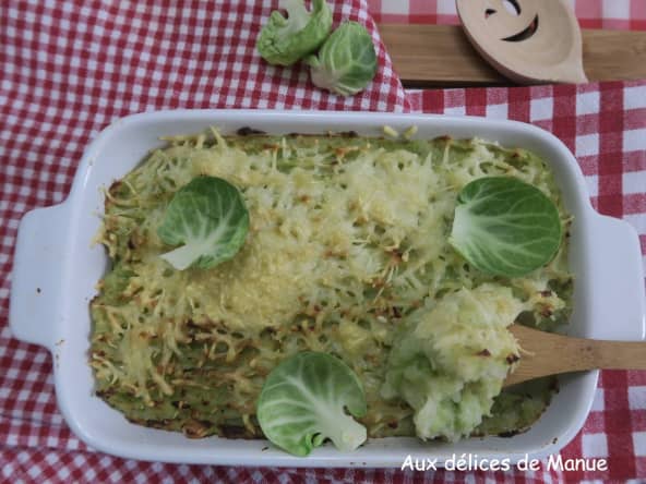 Purée gratinée de choux de Bruxelles et pommes de terre