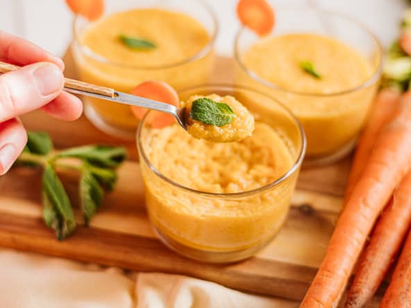 Mousse de carottes, pois chiches et jus d'orange
