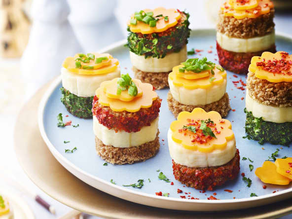 Bouchées de pain d’épices à la banane et mimolette pour un apéritif festif