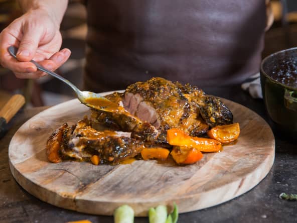 Épaule d’agneau du Poitou-Charentes IGP pain d’épices, mandarines et potimarron