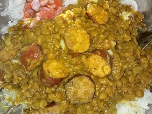 Lentilles saucisses à la créole