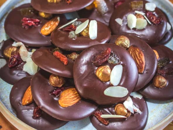 Mendiants de noël au chocolat