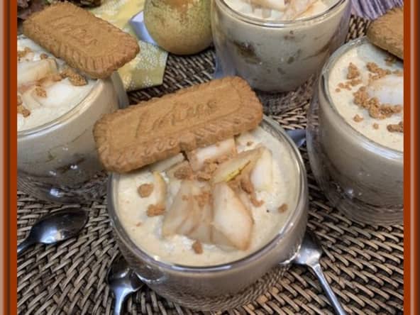 Verrines de poires à la mousse de ricotta et spéculoos