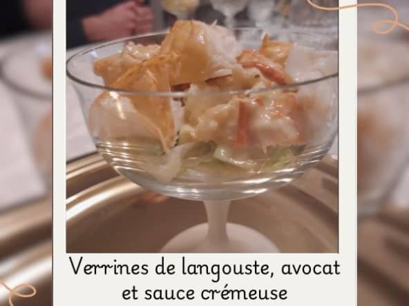 Verrines de langouste, avocat et sauce crémeuse