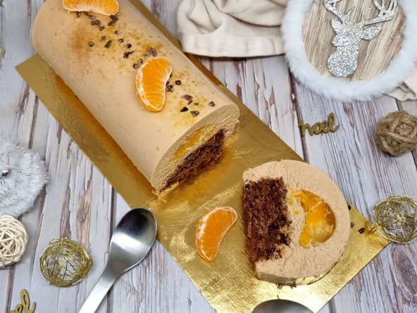 Bûche de noël clémentine et chocolat au caramel