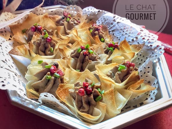 Croustades en feuilles de brick à la crème de foies de volaille