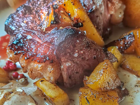 Tournedos de magret de canard, farcis à la mangue fraîche