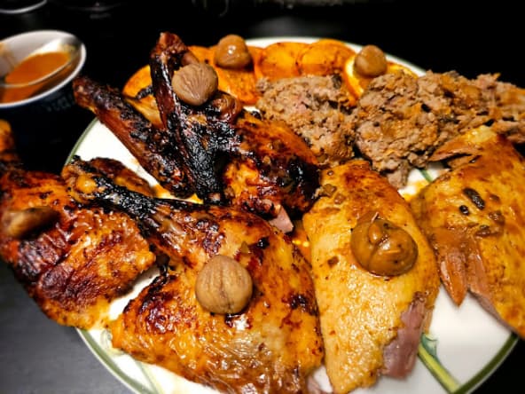 Canette farcie aux morilles et marrons