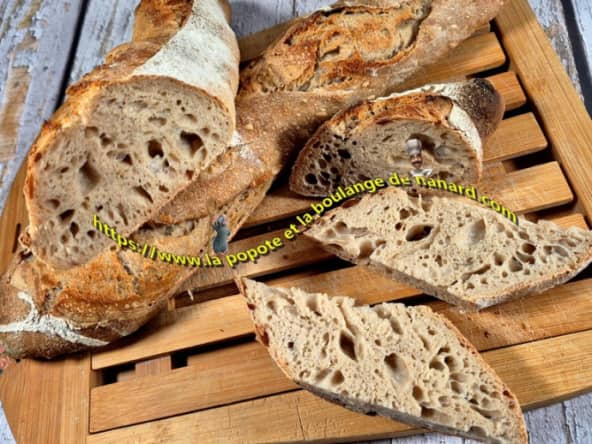 Baguettes fermentation longue aux deux farines