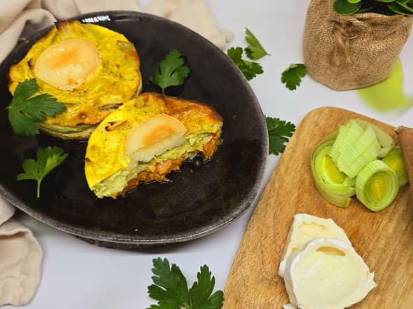 Quiche sans pâte patates douces, poireaux et chèvre