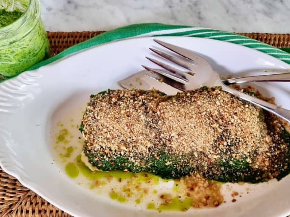 Poisson en croûte d’ail des ours