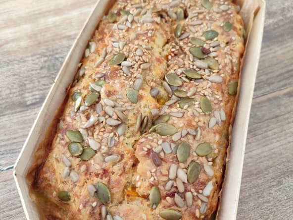 Cake potimarron rôti comté et graines