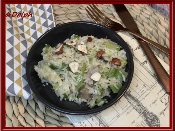 Riz aux champignons et poireaux