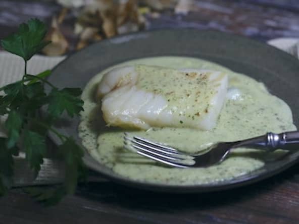Cabillaud à la crème d’ail et persil