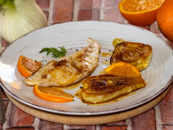 Espadon et fenouil braisé à l'orange