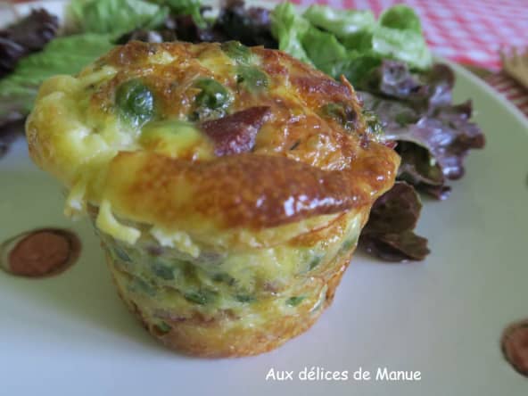 Frittata façon muffin aux petits pois et lardons