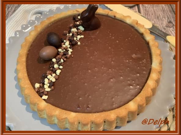 Recette de tarte financière renversée et sa ganache au chocolat au lait caramel