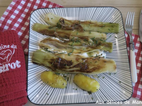 Poireaux crémeux sur burrata et réduction de balsamique