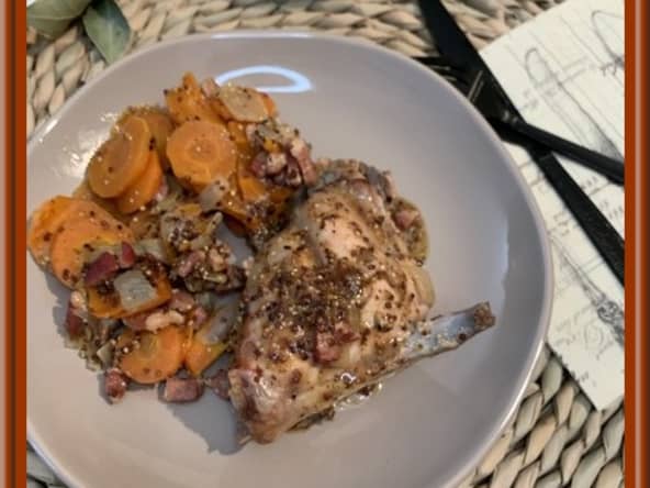Lapin à la moutarde à l’ancienne et carottes
