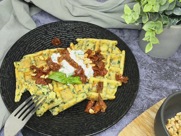 Gaufres de polenta et épinards