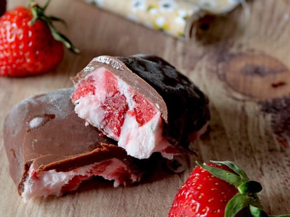 Encas glacés fraise chocolat sans gluten lait œufs