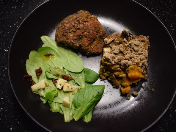 Crumble potimarron-champignons au sarrasin