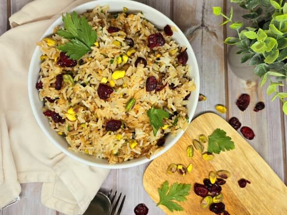 Riz sauté aux fruits secs