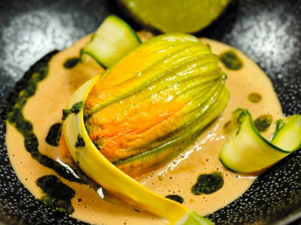 Fleur de courgette et araignée de mer