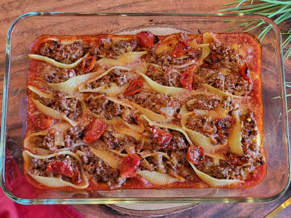 Conchiglionis à la sauce bolognaise et mozzarella